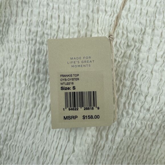 ~Faherty Women's Smocked Puff Sleeve Blouse NWT - Picture 5 of 5